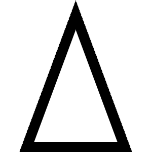 Black triangle with all angles less than 90 degrees and 2 equal sides
