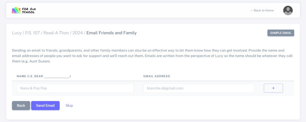 Send email to friends and family to promote Read-A-Thon