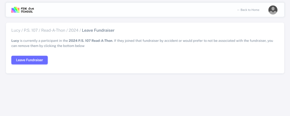 Confirm that student wants to leave Read-A-Thon